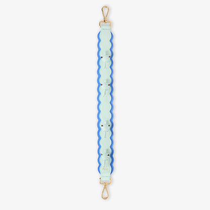 Mini Strap You Blue and light green leather shoulder strap