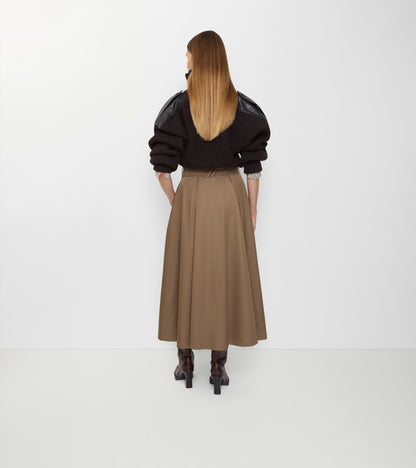 Gabardine Trench Midi Skirt in Clay brown