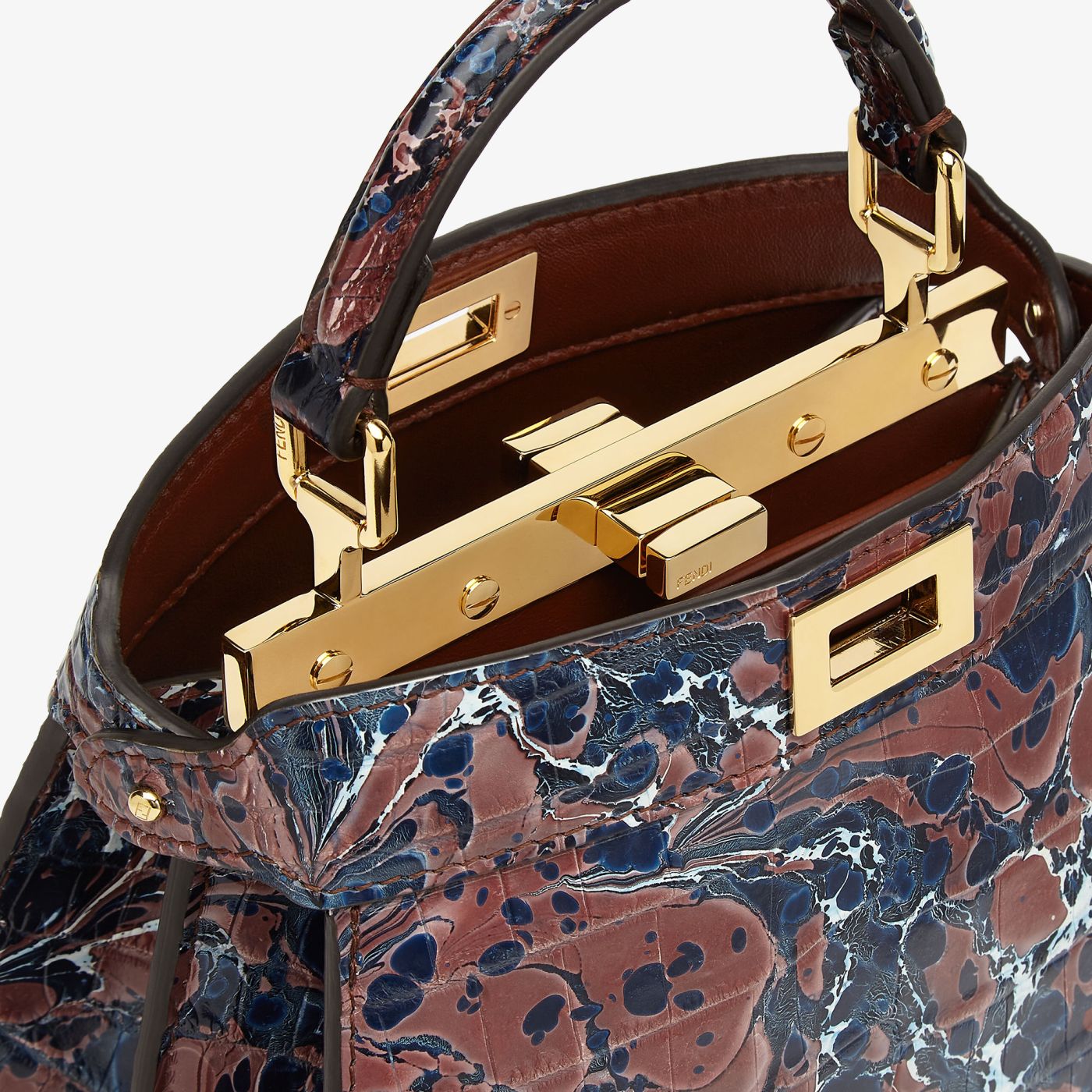 Peekaboo ISeeU Petite Multicolor Florentine paper crocodile leather bag