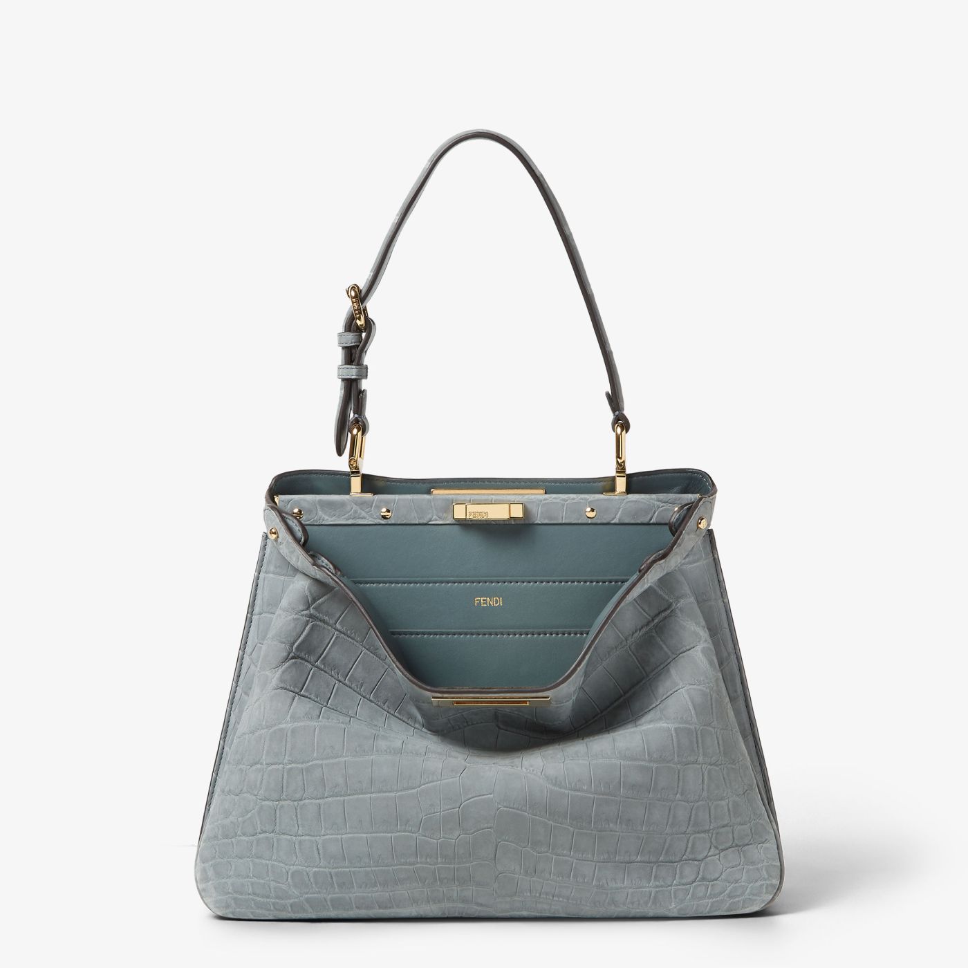 Peekaboo Soft Medium Matcha green nubuck crocodile bag