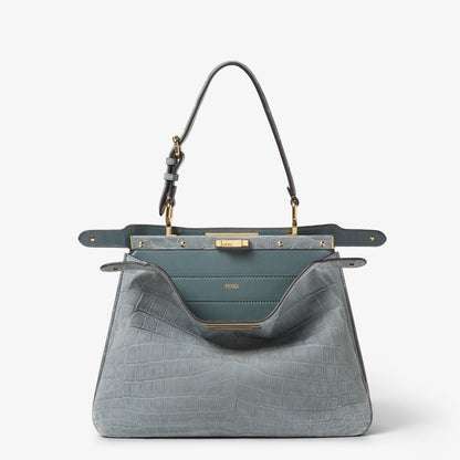 Peekaboo Soft Medium Matcha green nubuck crocodile bag