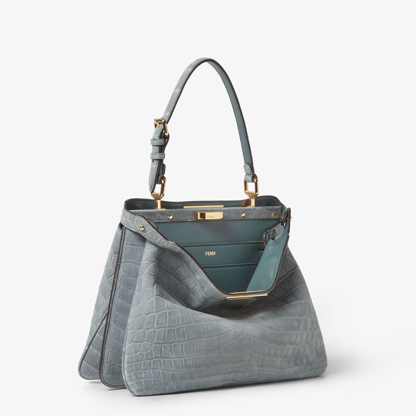 Peekaboo Soft Medium Matcha green nubuck crocodile bag