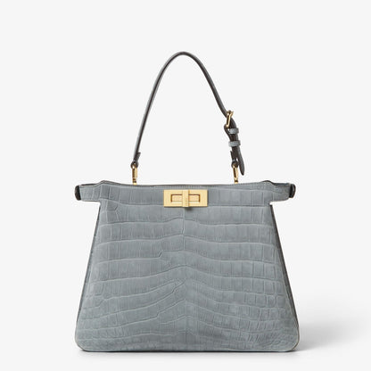 Peekaboo Soft Medium Matcha green nubuck crocodile bag