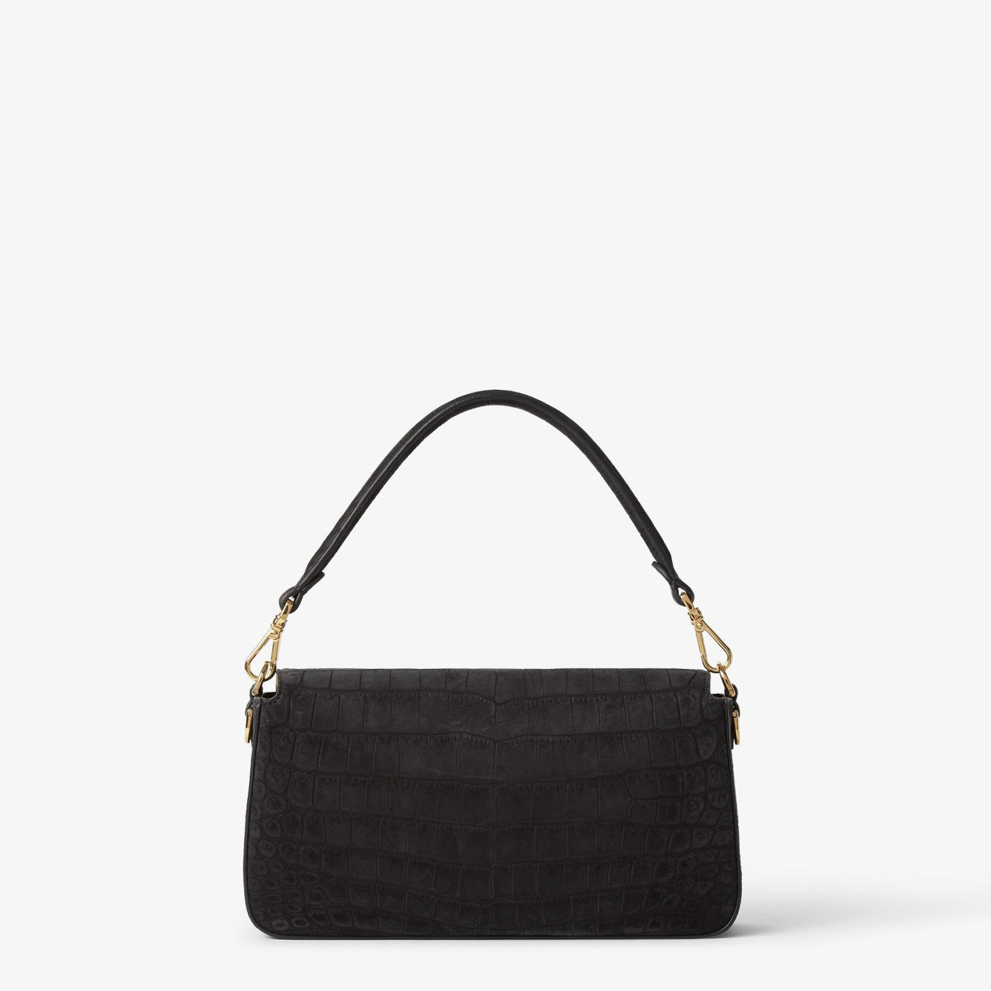 Baguette Black nubuck crocodile leather bag