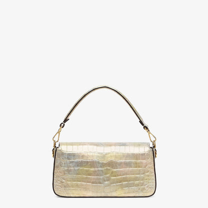 Baguette Florentine paper multicolor metallic crocodile leather bag