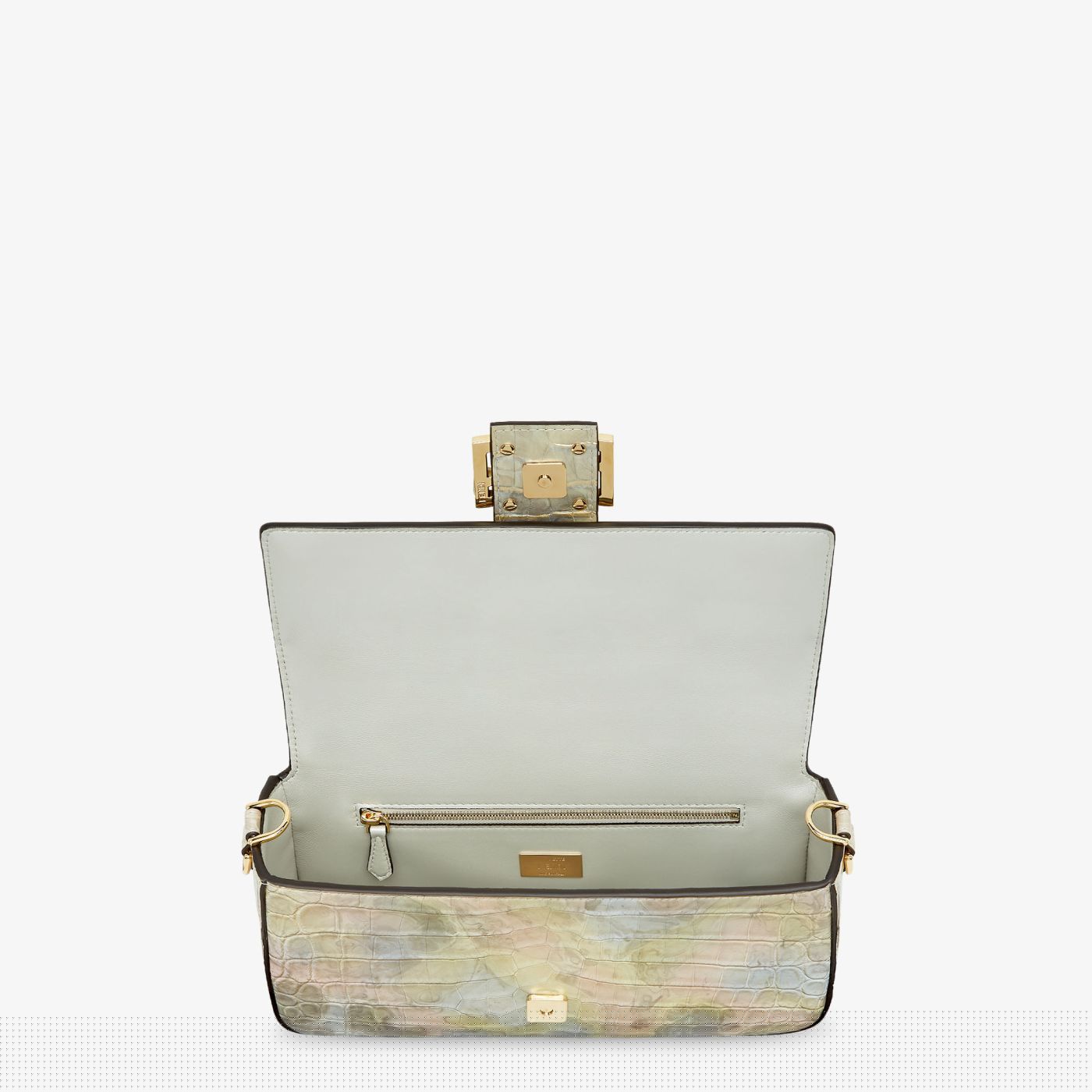 Baguette Florentine paper multicolor metallic crocodile leather bag