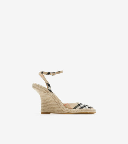 Check Mews Espadrille Pumps in Aubergine purple