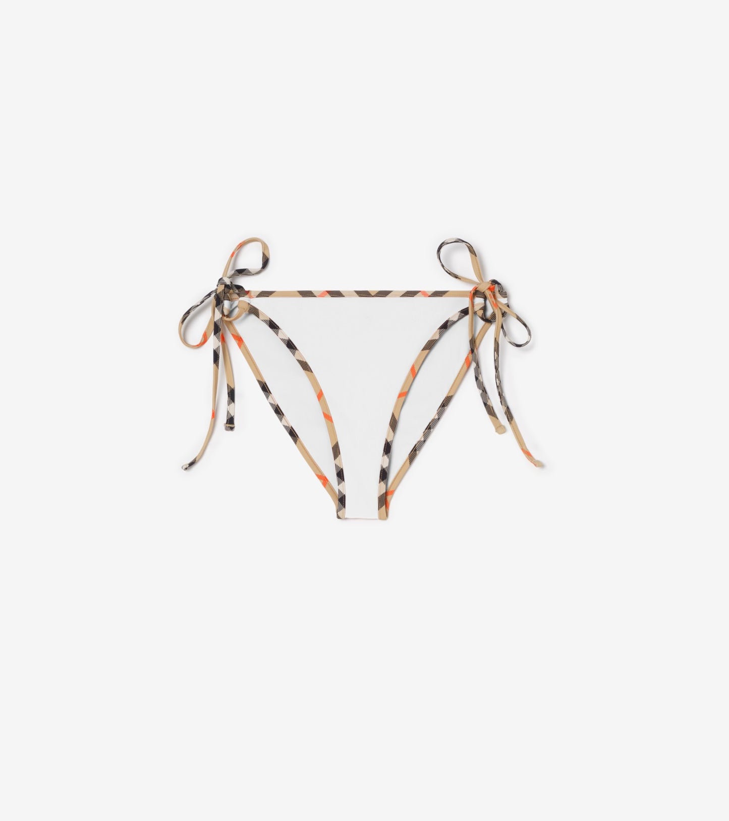 Check Trim Bikini Top in White