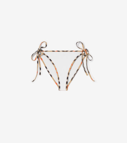 Check Trim Bikini Top in White