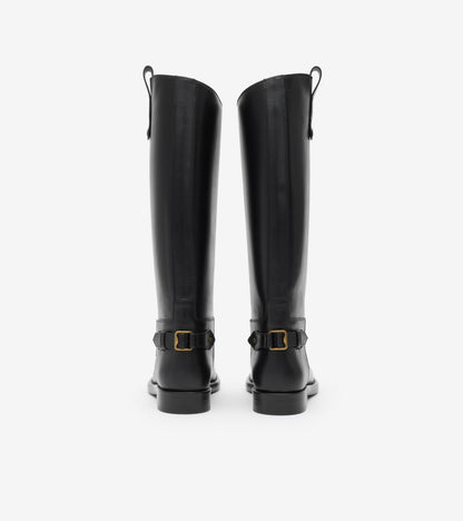 Leather Cavalier Boots in Black