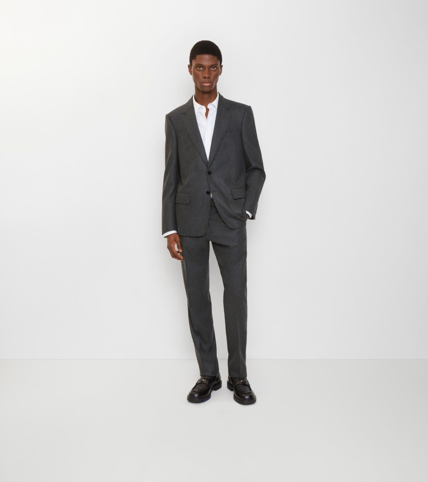 Wool Flannel Tailored Trousers in Brisk grey