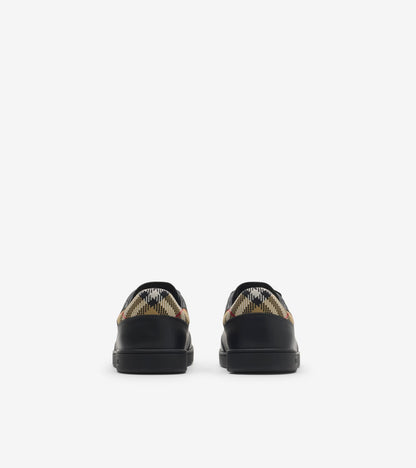 Leather Set Sneakers in Black/sand beige