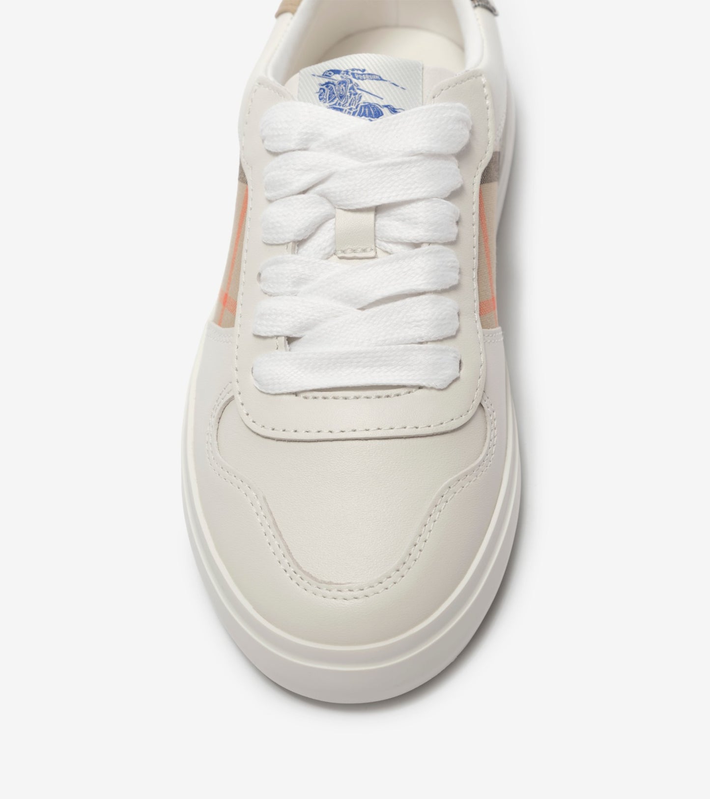 Check and Leather Sneakers in Sand beige - Children