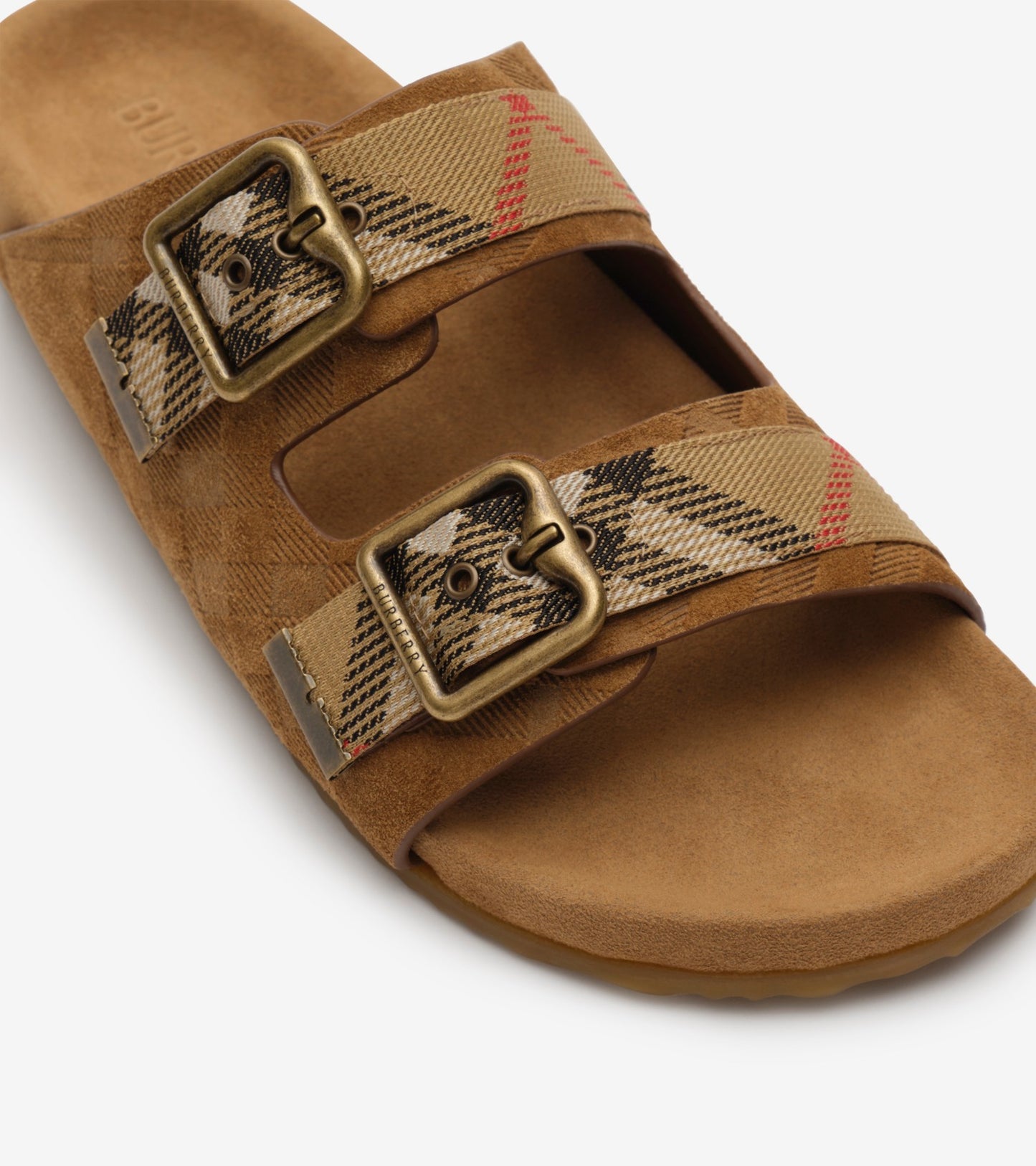 Check Suede Urchin Sandals in Jute beige