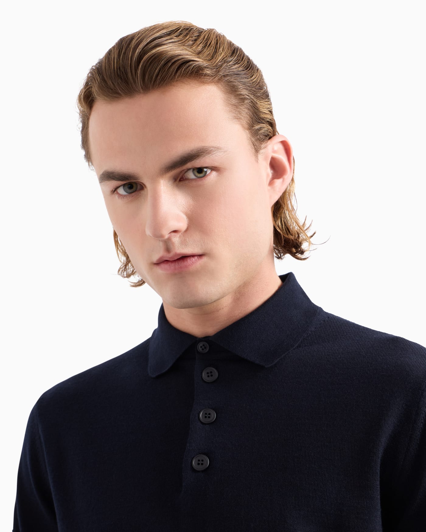 Virgin wool polo collar jumper man