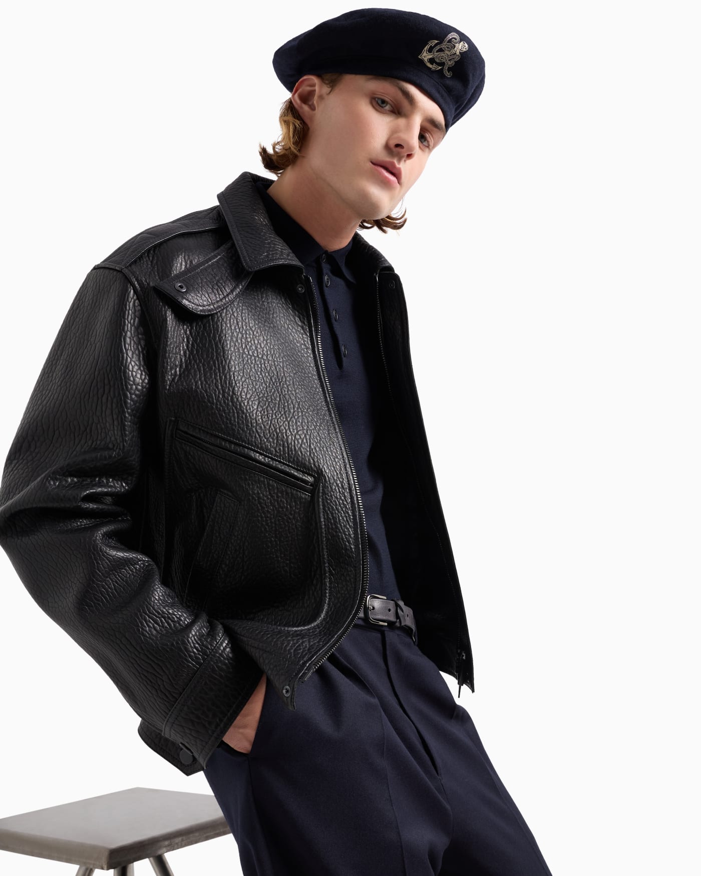 Virgin wool polo collar jumper man