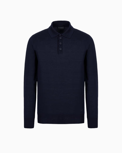 Virgin wool polo collar jumper man