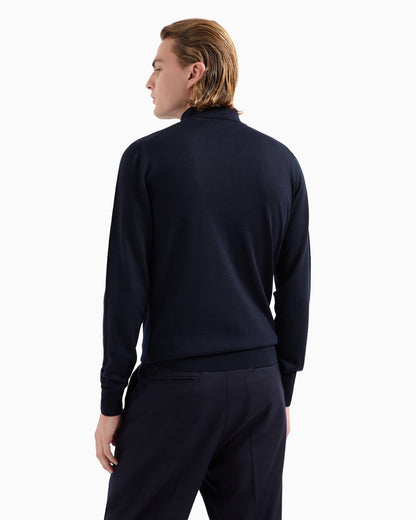 Virgin wool polo collar jumper man