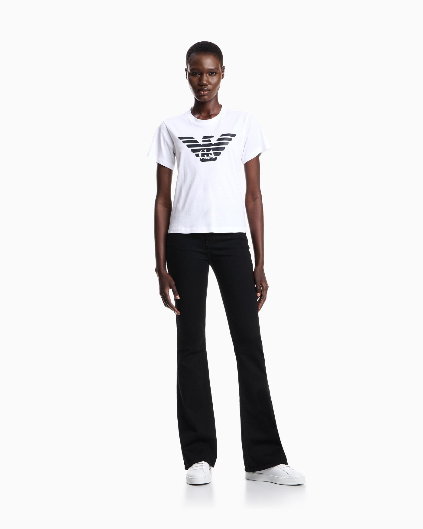Mid rise jeans flared leg for woman