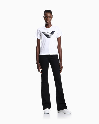Mid rise jeans flared leg for woman
