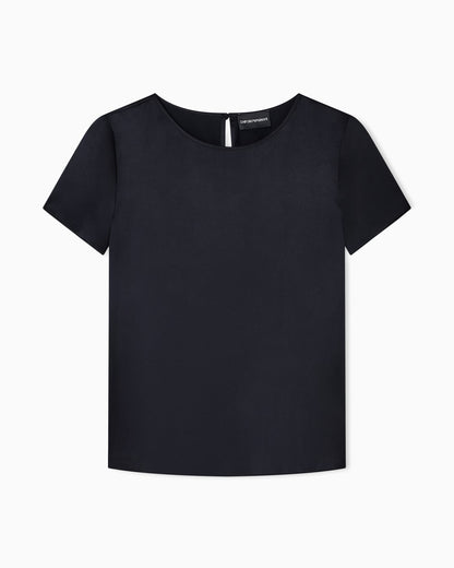 Satin blouse in a silk blend with short sleeves Essential