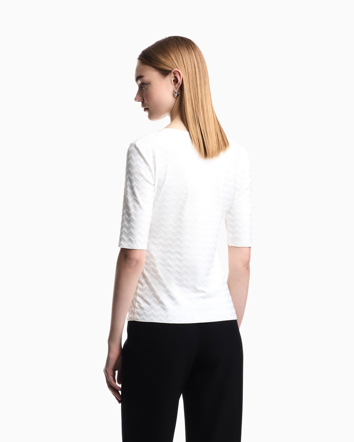 Jersey jumper with a v-neck and jacquard pattern Essential