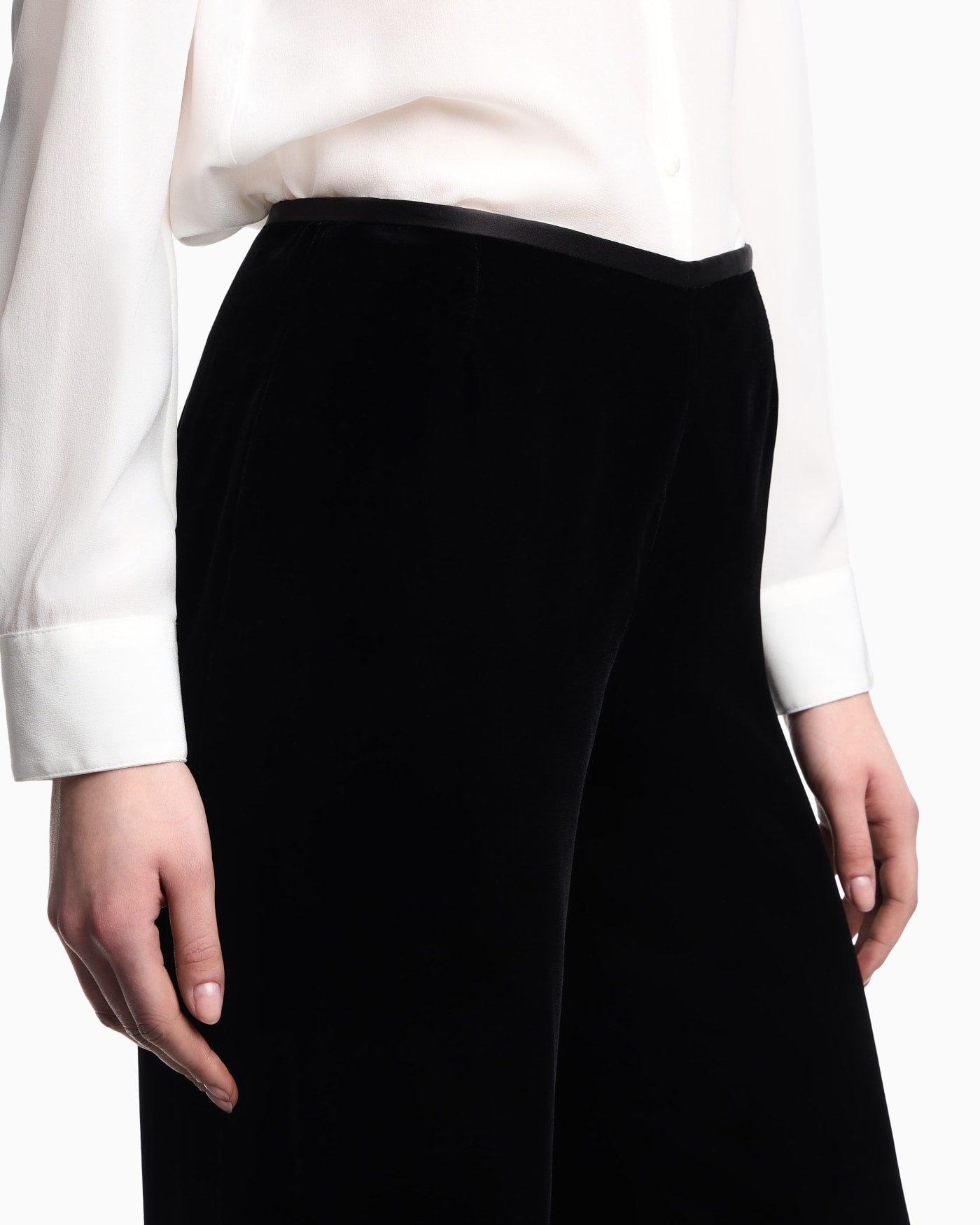 Wide leg trousers high waist velvet woman