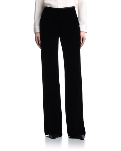 Wide leg trousers high waist velvet woman