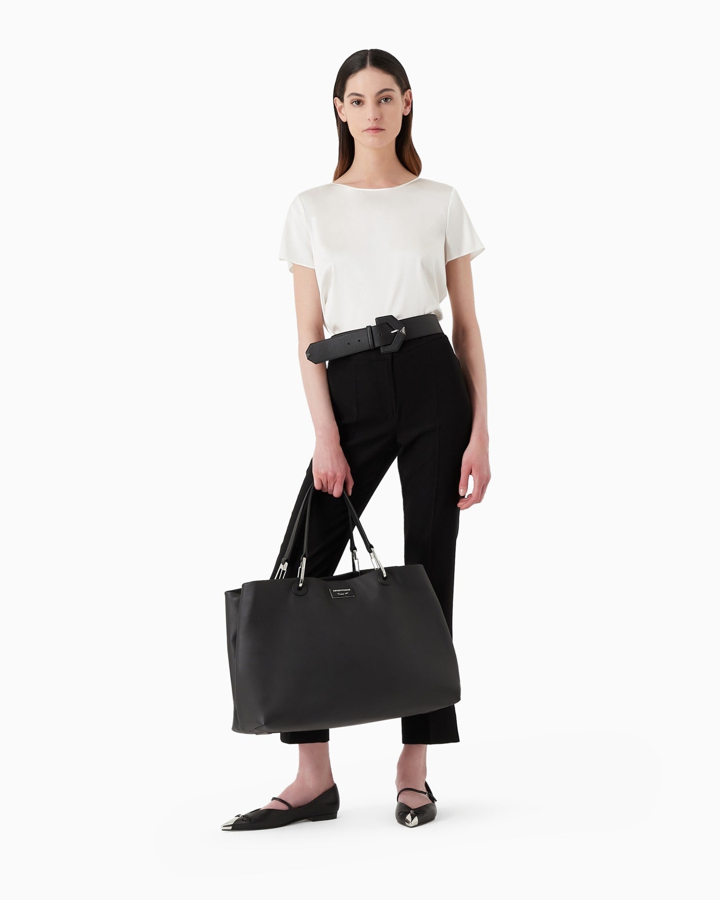 Wide leg chevron cropped trousers woman