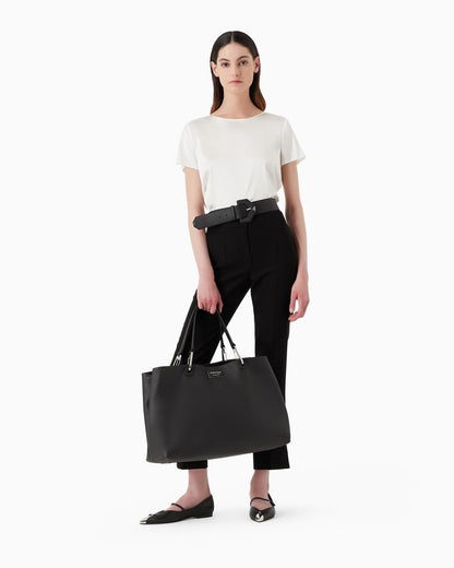 Wide leg chevron cropped trousers woman