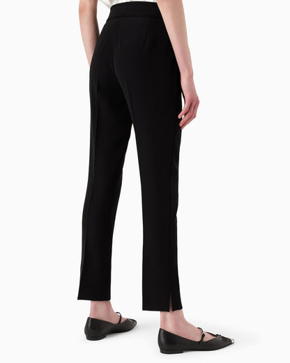 Wide leg chevron cropped trousers woman