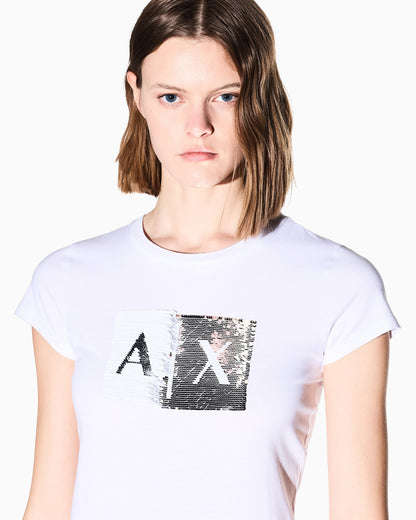 Sequin slim fit t-shirt woman