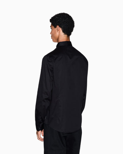 Slim-fit dress shirt in stretch cotton satin Essential