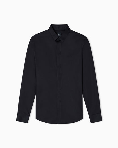 Slim-fit dress shirt in stretch cotton satin Essential