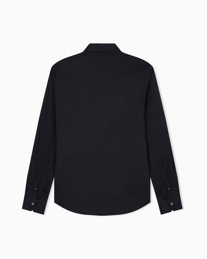Slim-fit dress shirt in stretch cotton satin Essential