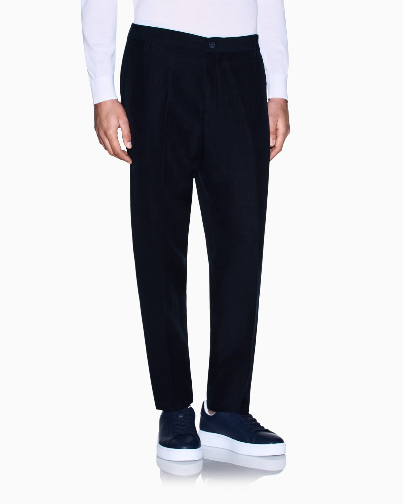 Chino trousers linen blend classic fit man