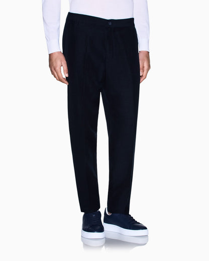 Chino trousers linen blend classic fit man