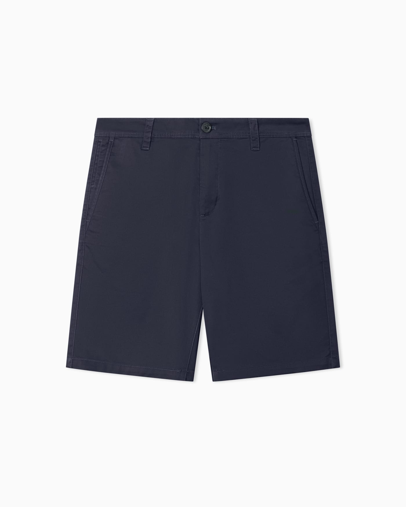 Flat front chino shorts in stretch cotton satin Essential