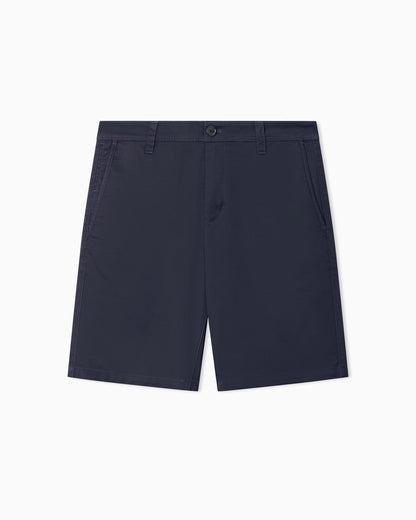 Flat front chino shorts in stretch cotton satin Essential