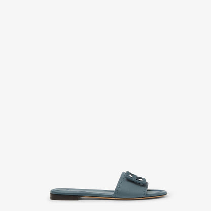 Baguette Mercury blue leather slides