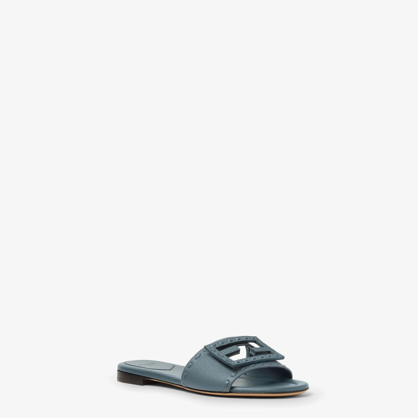 Baguette Mercury blue leather slides