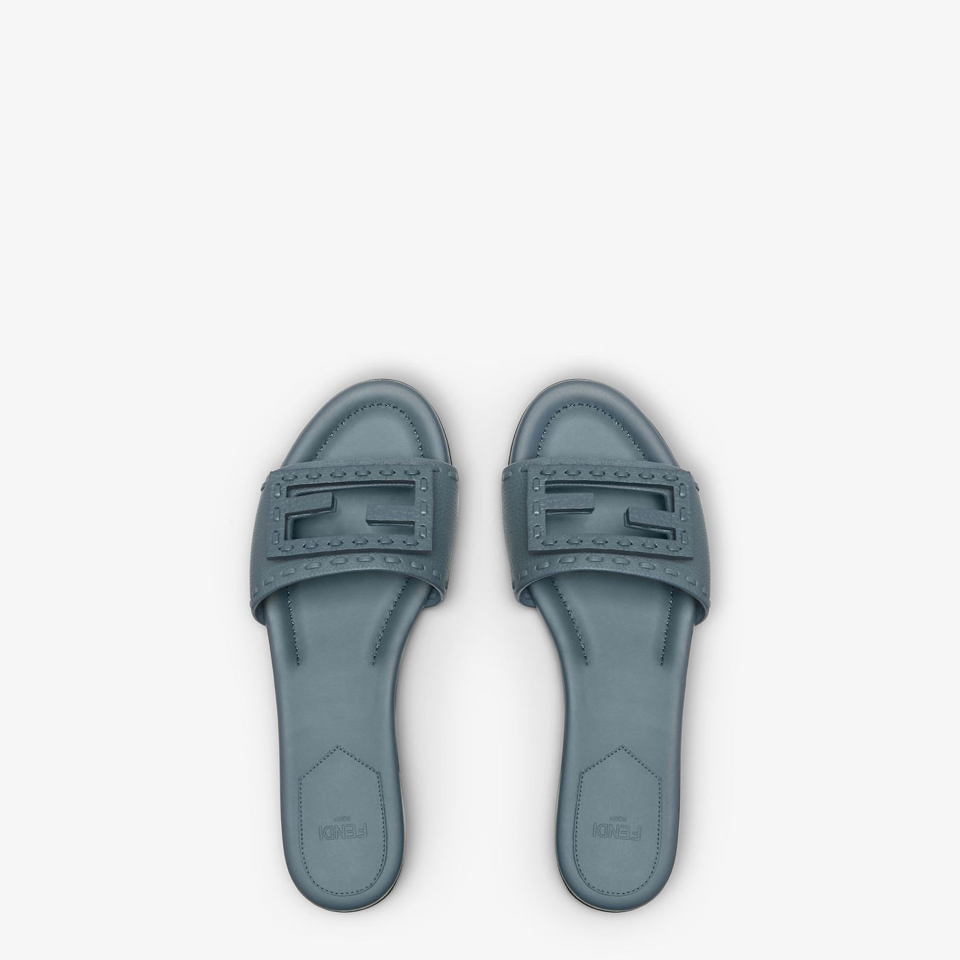 Baguette Mercury blue leather slides