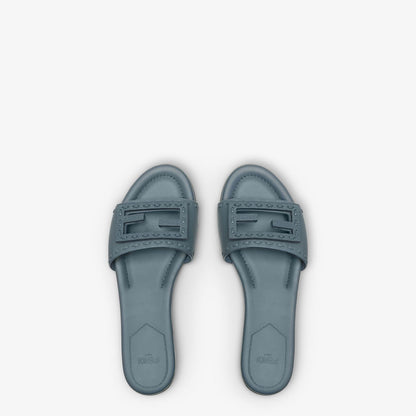 Baguette Mercury blue leather slides