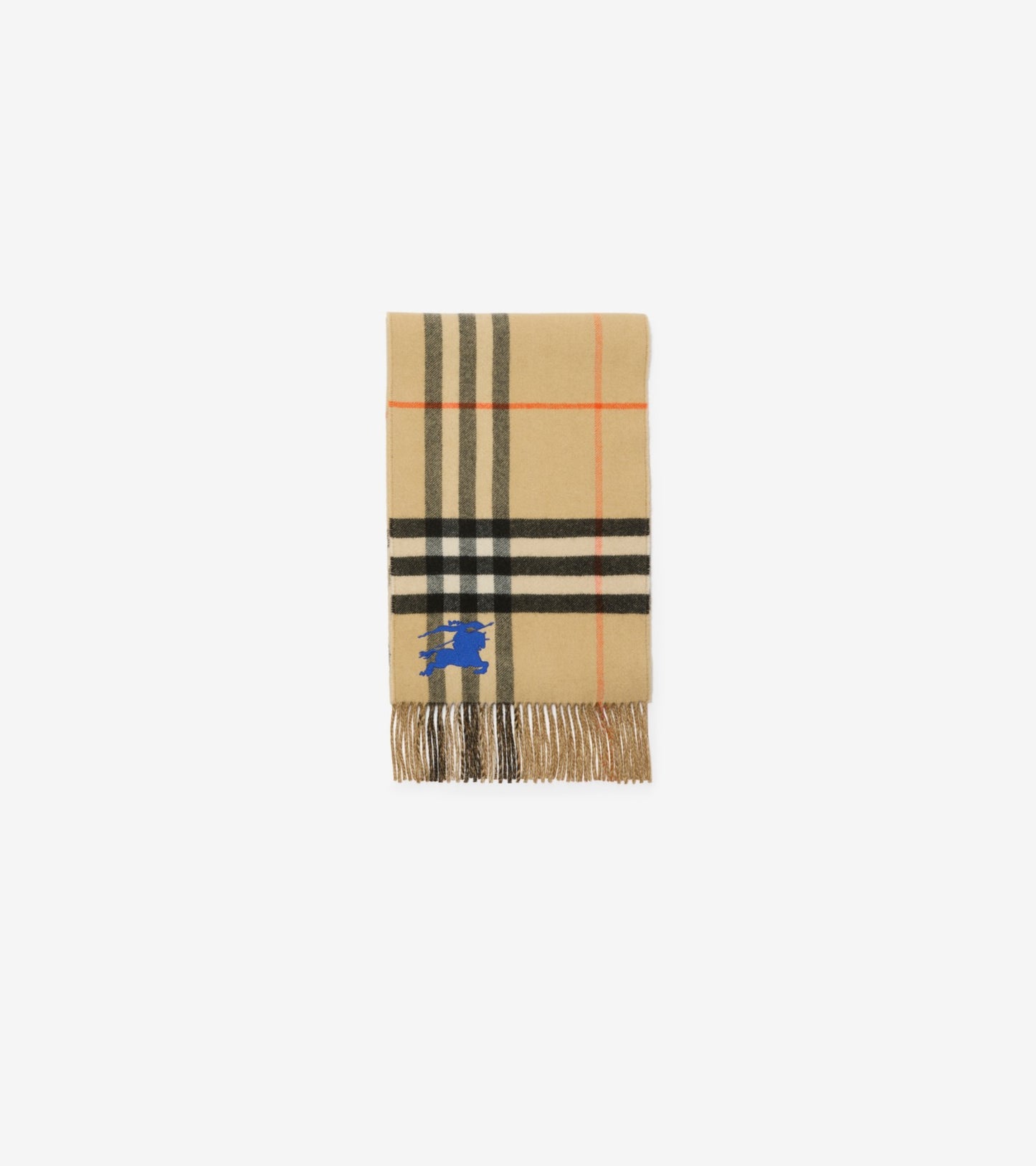 Reversible Knight Check Cashmere Scarf in Sand beige