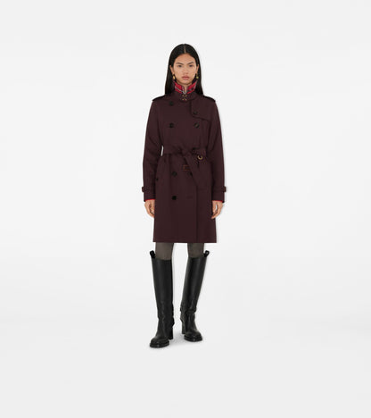 Mid-length Gabardine Kensington Trench Coat in Wine red