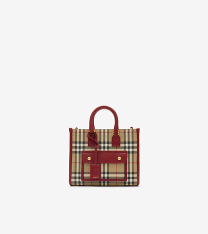 Mini Freya Tote in Archive beige/ruby red