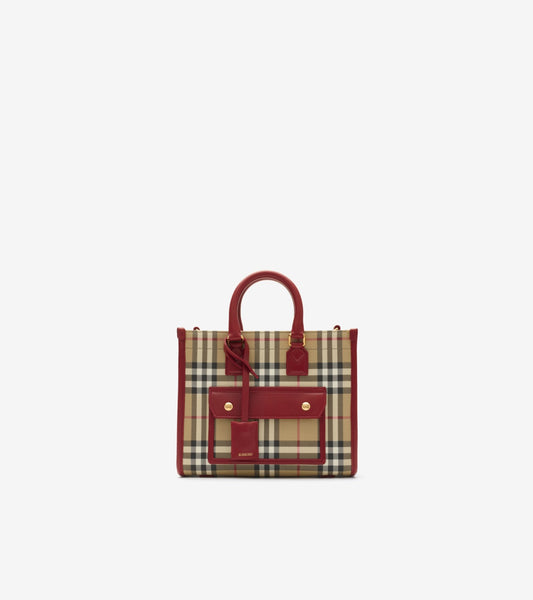 Mini Freya Tote in Archive beige/ruby red