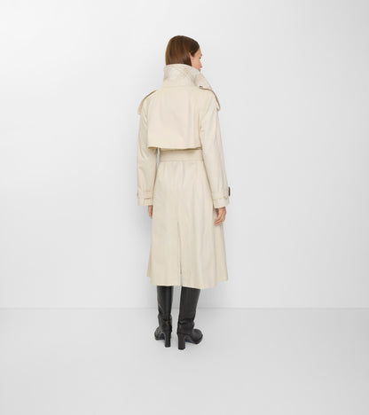 Long Gabardine Fitzrovia Trench Coat in Clam beige