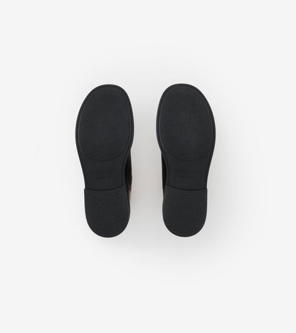 Check Panel Leather Boots in Black - Children