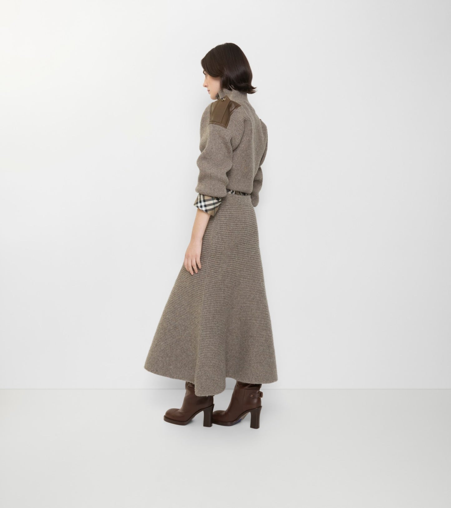 Wool Blend Skirt in Beige melange